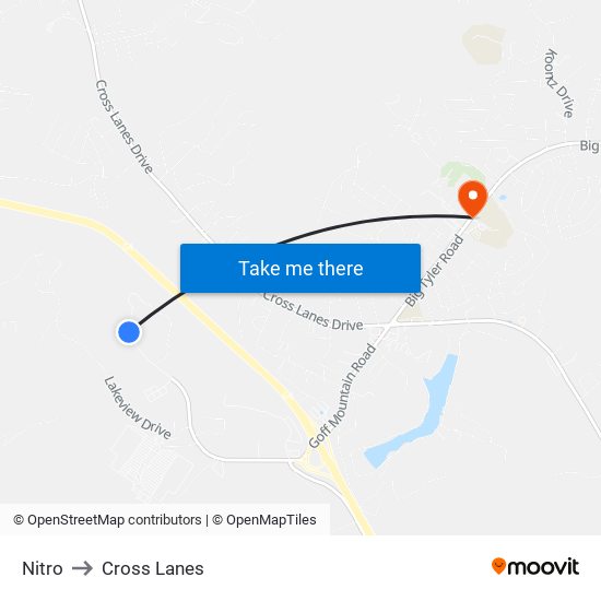 Nitro to Cross Lanes map