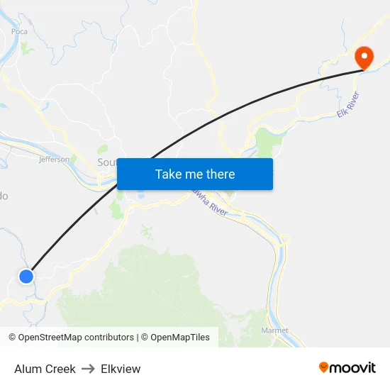 Alum Creek to Elkview map