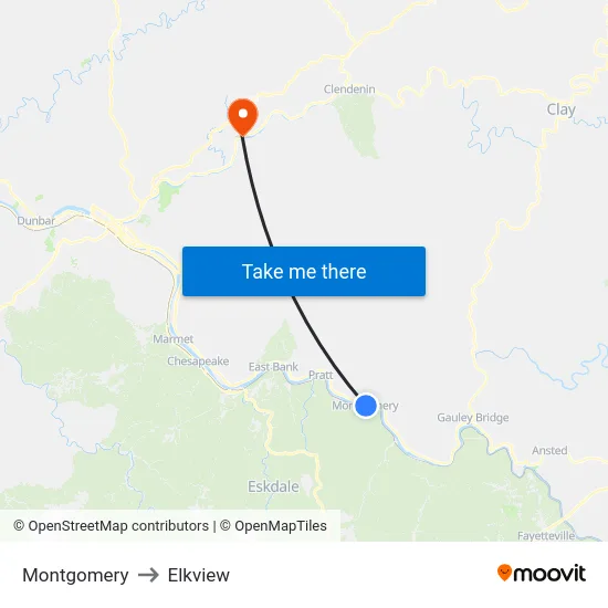 Montgomery to Elkview map