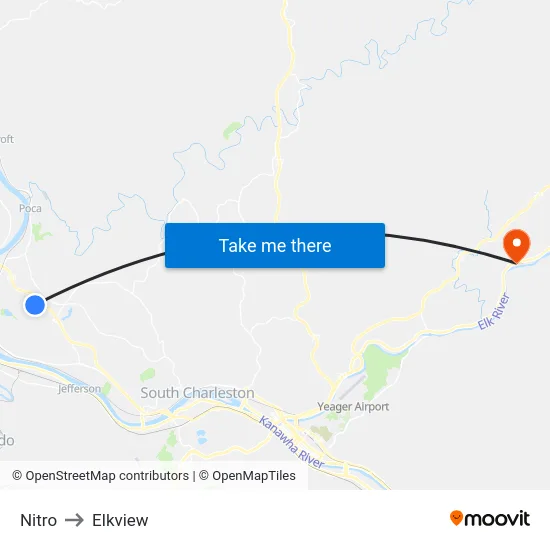 Nitro to Elkview map