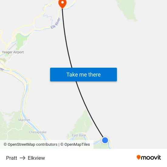 Pratt to Elkview map