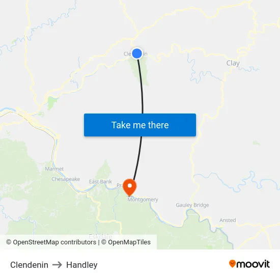 Clendenin to Handley map