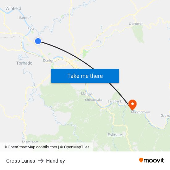 Cross Lanes to Handley map