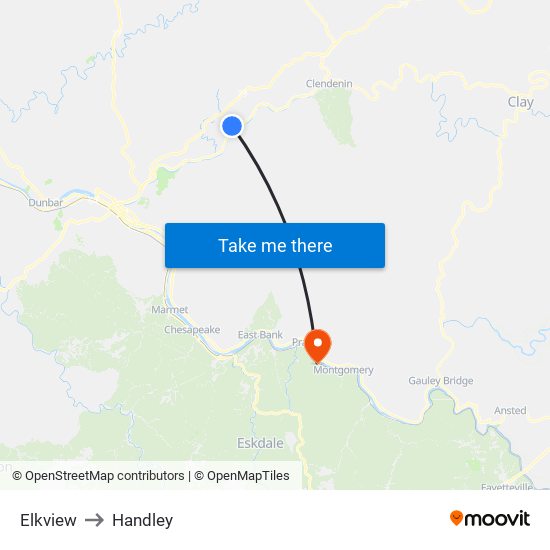 Elkview to Handley map