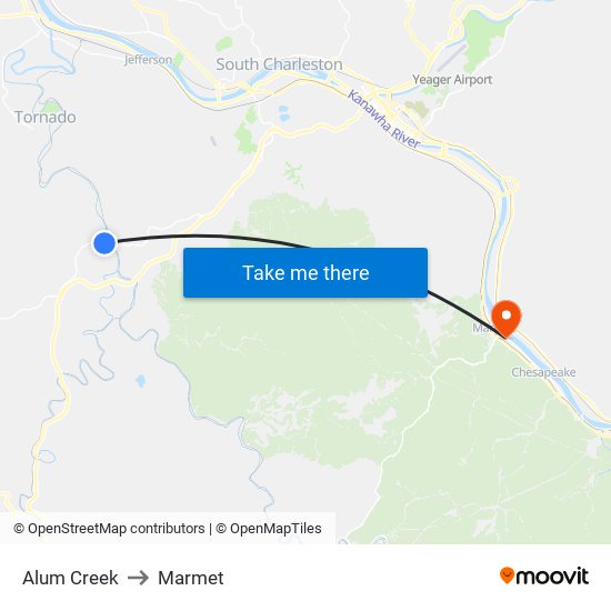 Alum Creek to Marmet map