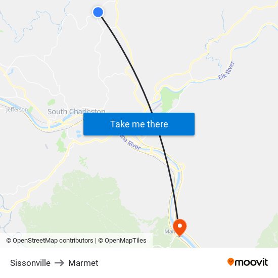 Sissonville to Marmet map