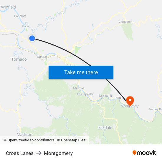 Cross Lanes to Montgomery map