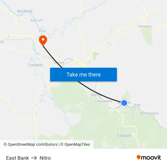 East Bank to Nitro map