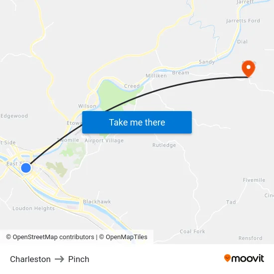 Charleston to Pinch map