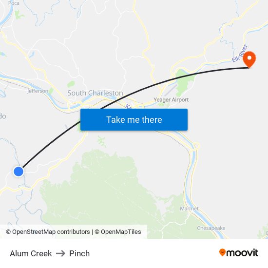 Alum Creek to Pinch map