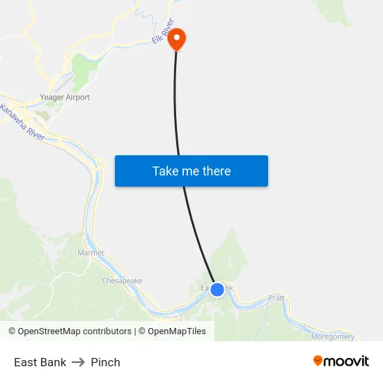 East Bank to Pinch map