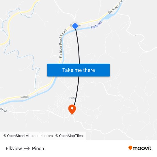 Elkview to Pinch map