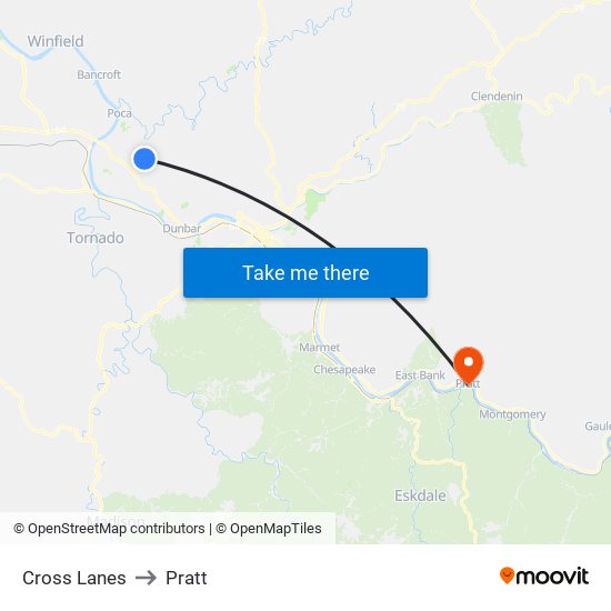 Cross Lanes to Pratt map