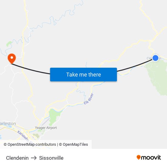 Clendenin to Sissonville map