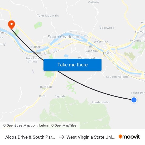 Alcoa Drive & South Park Road to West Virginia State University map