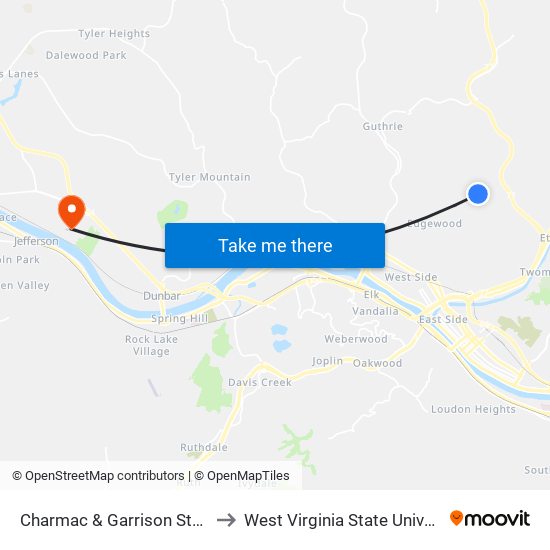 Charmac & Garrison Streets to West Virginia State University map