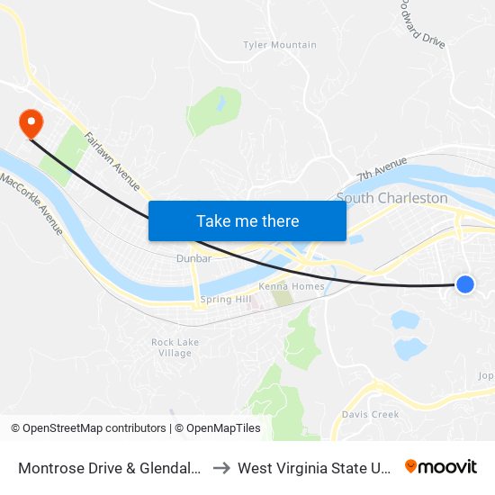 Montrose Drive & Glendale Avenue to West Virginia State University map