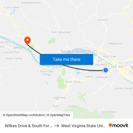 Wilkes Drive & South Fort Drive to West Virginia State University map