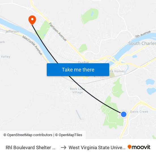 Rhl Boulevard Shelter North to West Virginia State University map