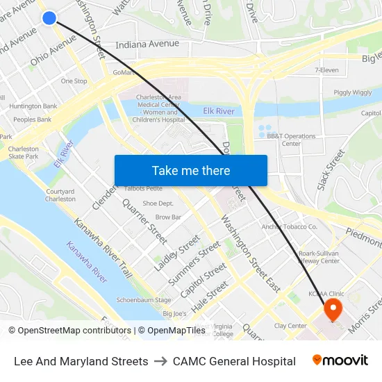 Lee And Maryland Streets to CAMC General Hospital map