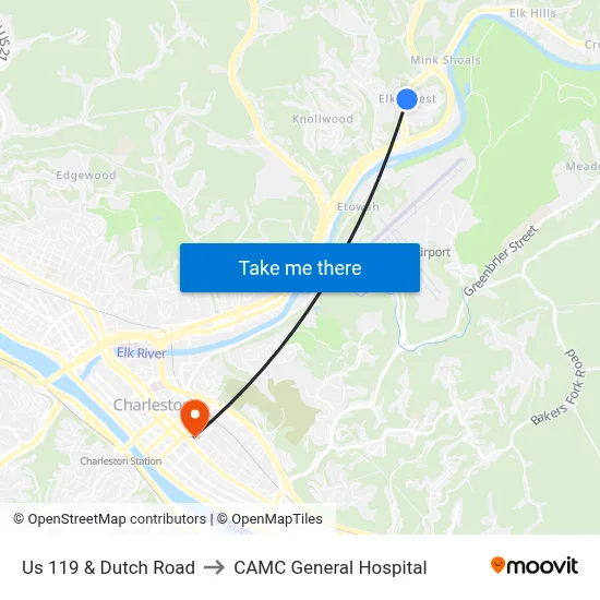 Us 119 & Dutch Road to CAMC General Hospital map