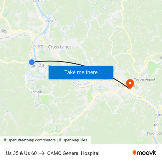 Us 35 & Us 60 to CAMC General Hospital map