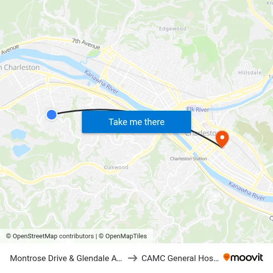 Montrose Drive & Glendale Avenue to CAMC General Hospital map