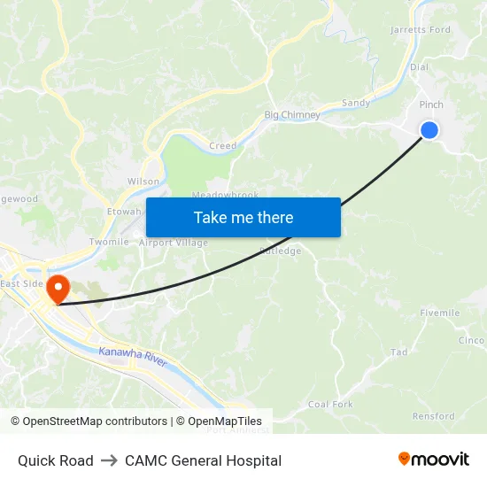 Quick Road to CAMC General Hospital map