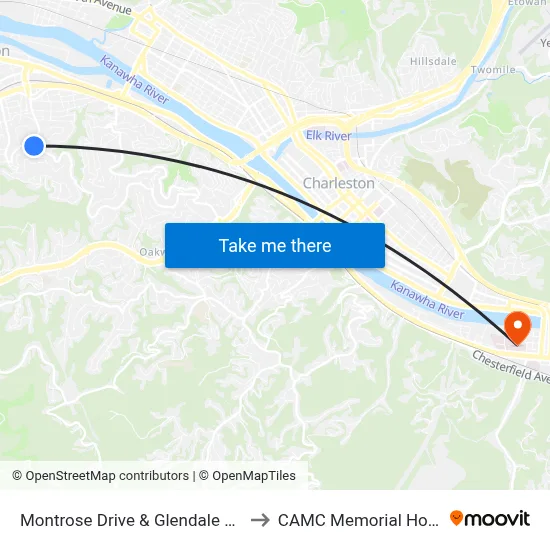 Montrose Drive & Glendale Avenue to CAMC Memorial Hospital map