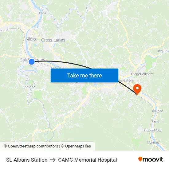 St. Albans Station to CAMC Memorial Hospital map