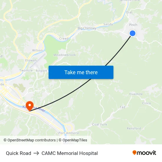 Quick Road to CAMC Memorial Hospital map