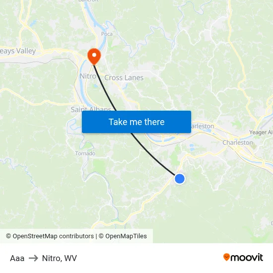 Aaa to Nitro, WV map