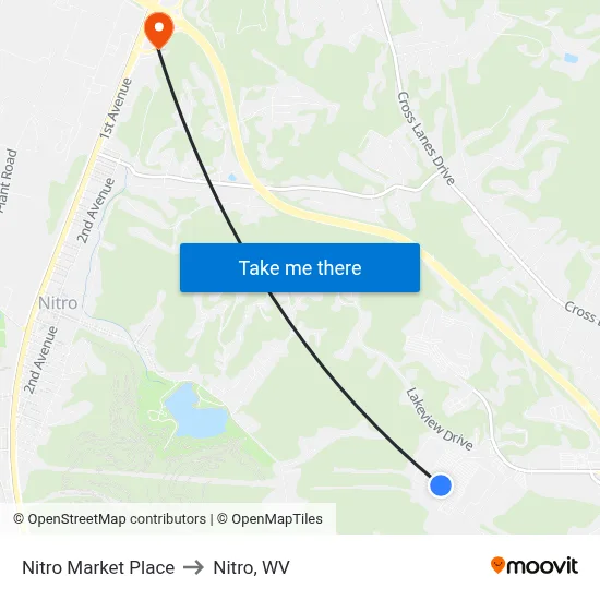 Nitro Market Place to Nitro, WV map