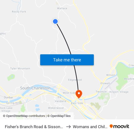 Fisher's Branch Road & Sissonville Drive to Womans and Childrens map