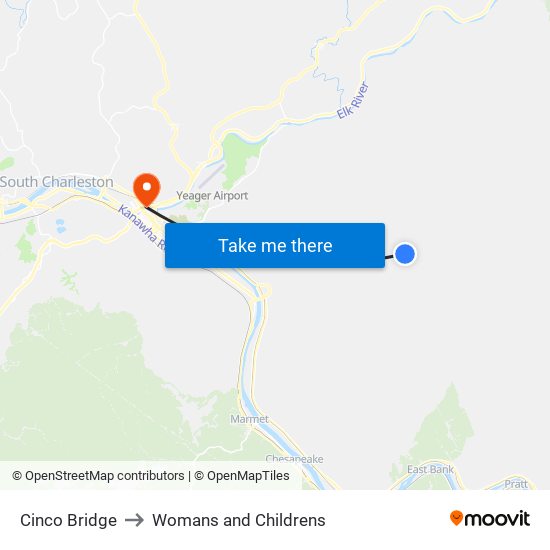 Cinco Bridge to Womans and Childrens map