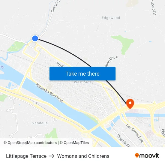 Littlepage Terrace to Womans and Childrens map