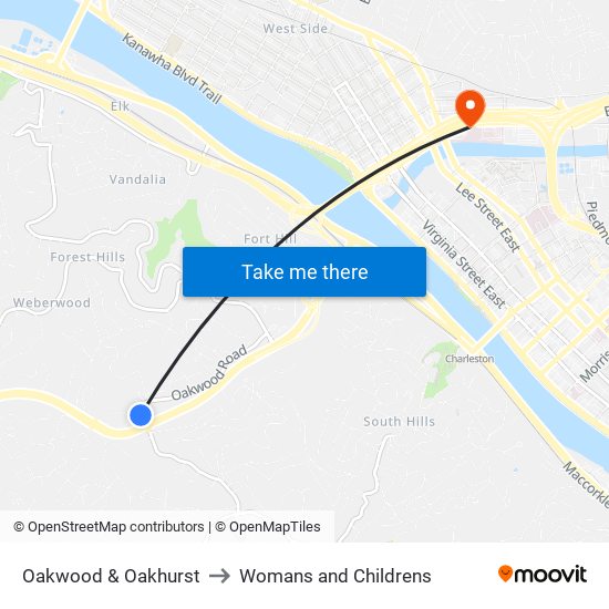 Oakwood & Oakhurst to Womans and Childrens map