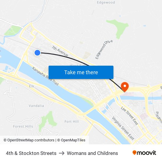 4th & Stockton Streets to Womans and Childrens map