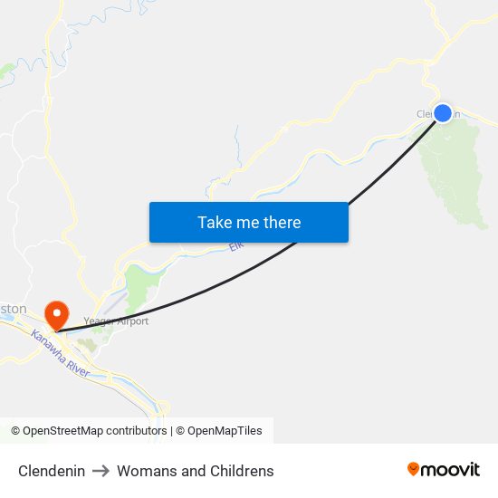 Clendenin to Womans and Childrens map