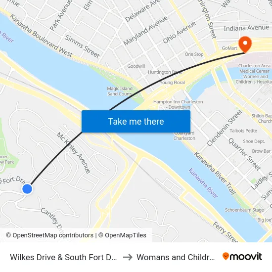 Wilkes Drive & South Fort Drive to Womans and Childrens map