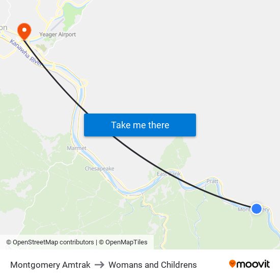 Montgomery Amtrak to Womans and Childrens map