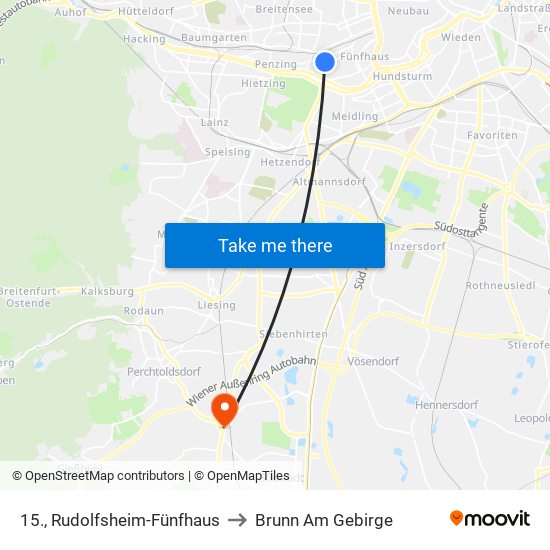 15., Rudolfsheim-Fünfhaus to Brunn Am Gebirge map