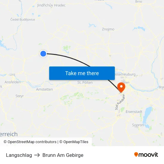 Langschlag to Brunn Am Gebirge map