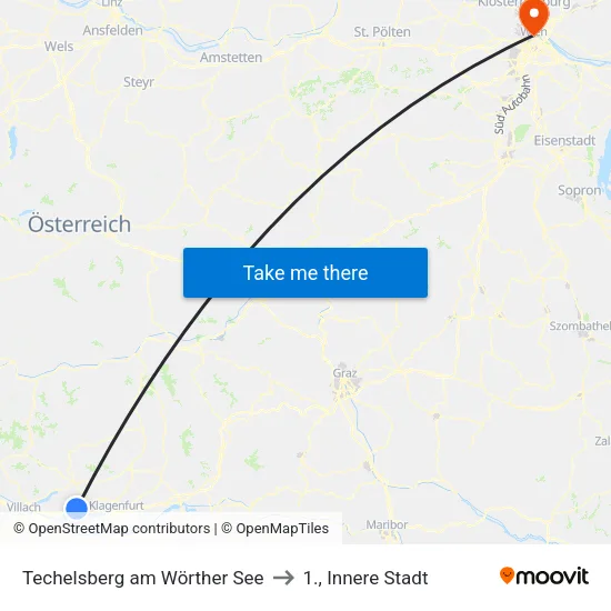 Techelsberg am Wörther See to 1., Innere Stadt map