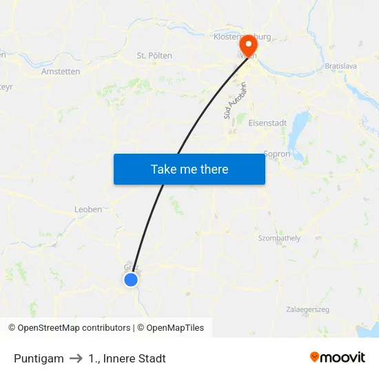 Puntigam to 1., Innere Stadt map