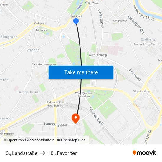 3., Landstraße to 10., Favoriten map