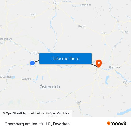 Obernberg am Inn to 10., Favoriten map
