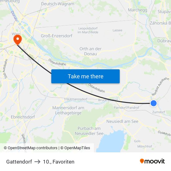 Gattendorf to 10., Favoriten map