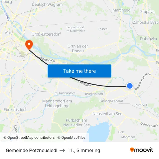 Gemeinde Potzneusiedl to 11., Simmering map