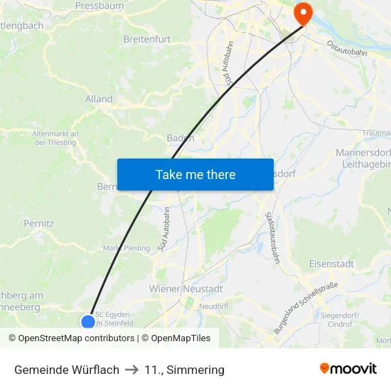 Gemeinde Würflach to 11., Simmering map